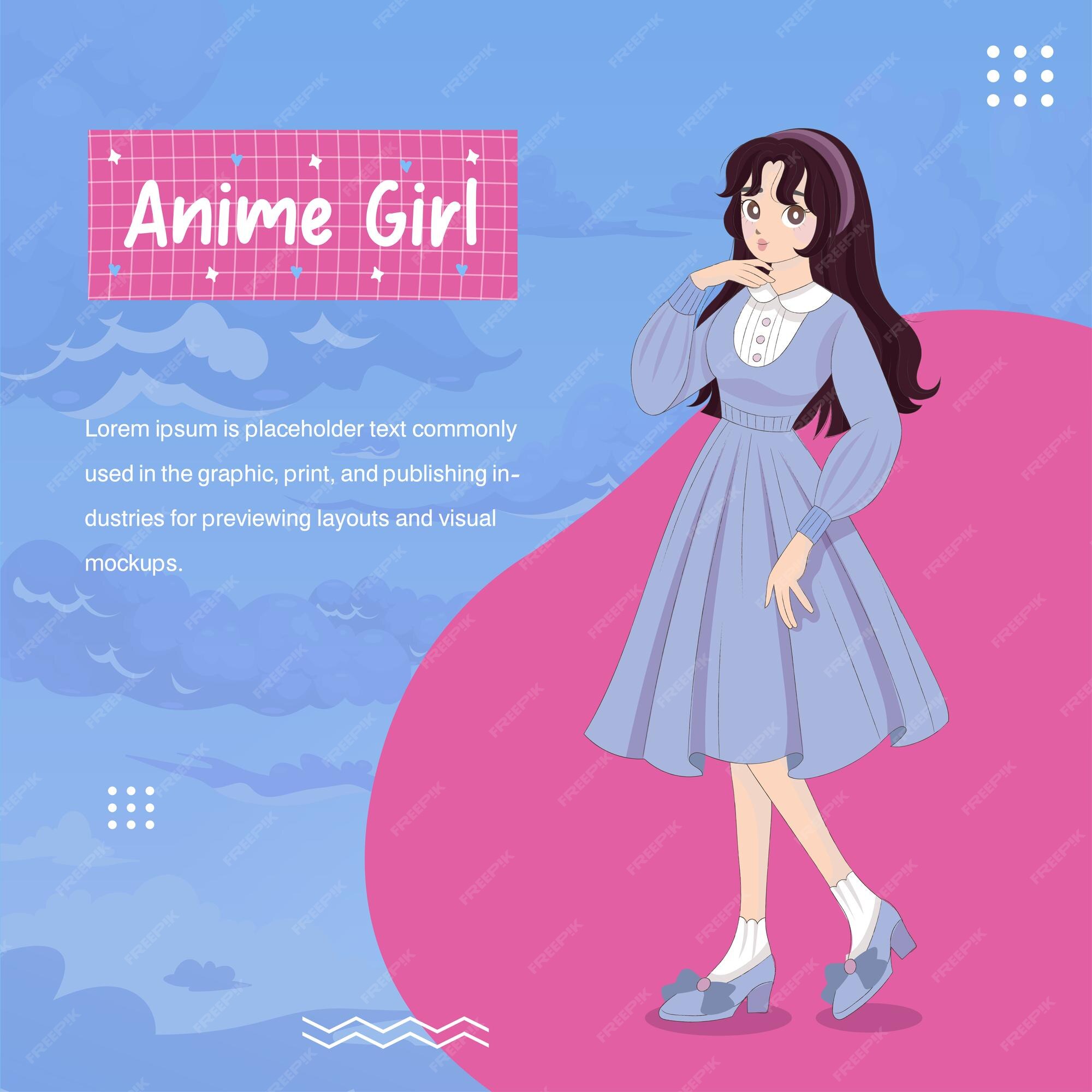 Premium Vector  Anime girl beautiful time instagram banner