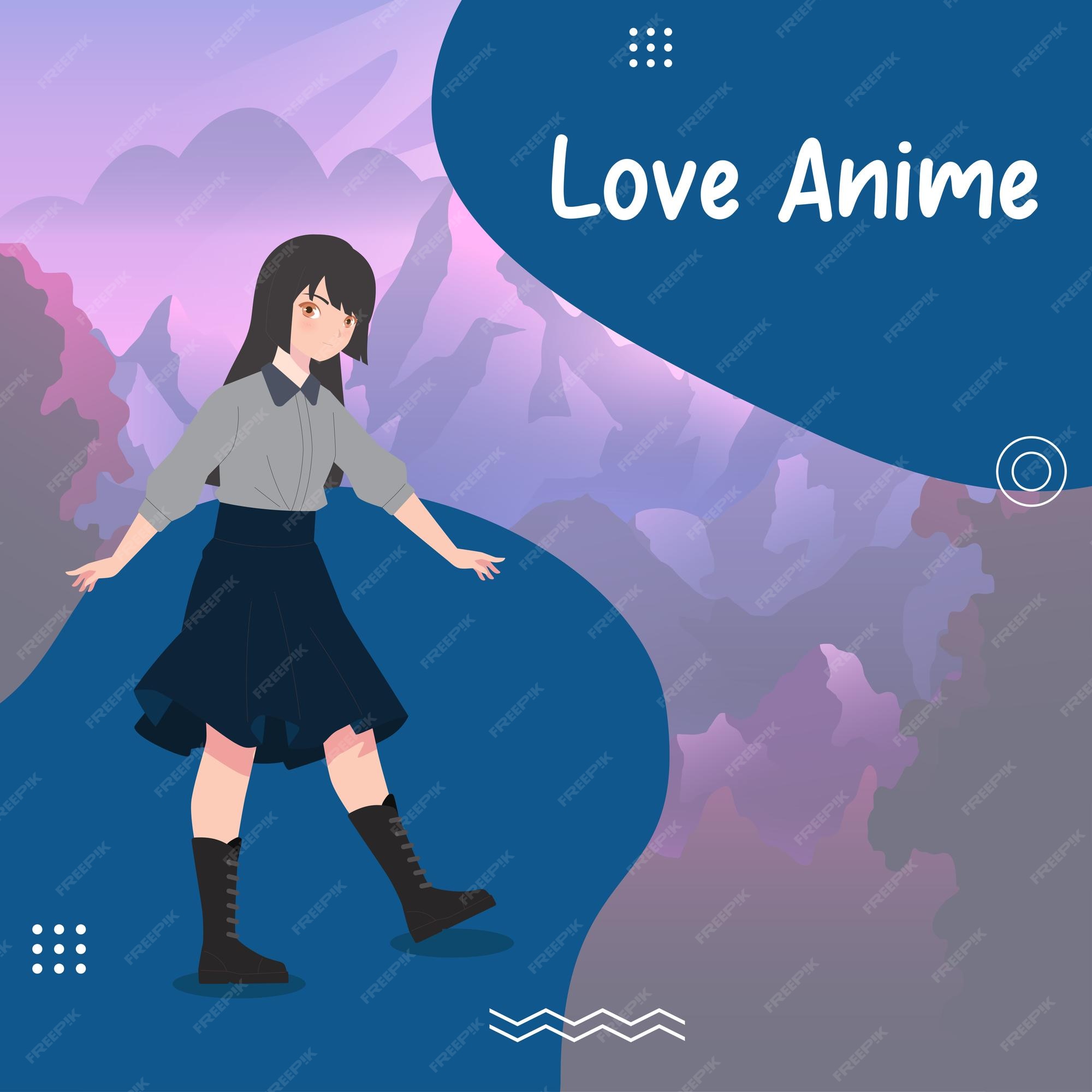 Premium Vector  Anime girl beautiful time instagram banner