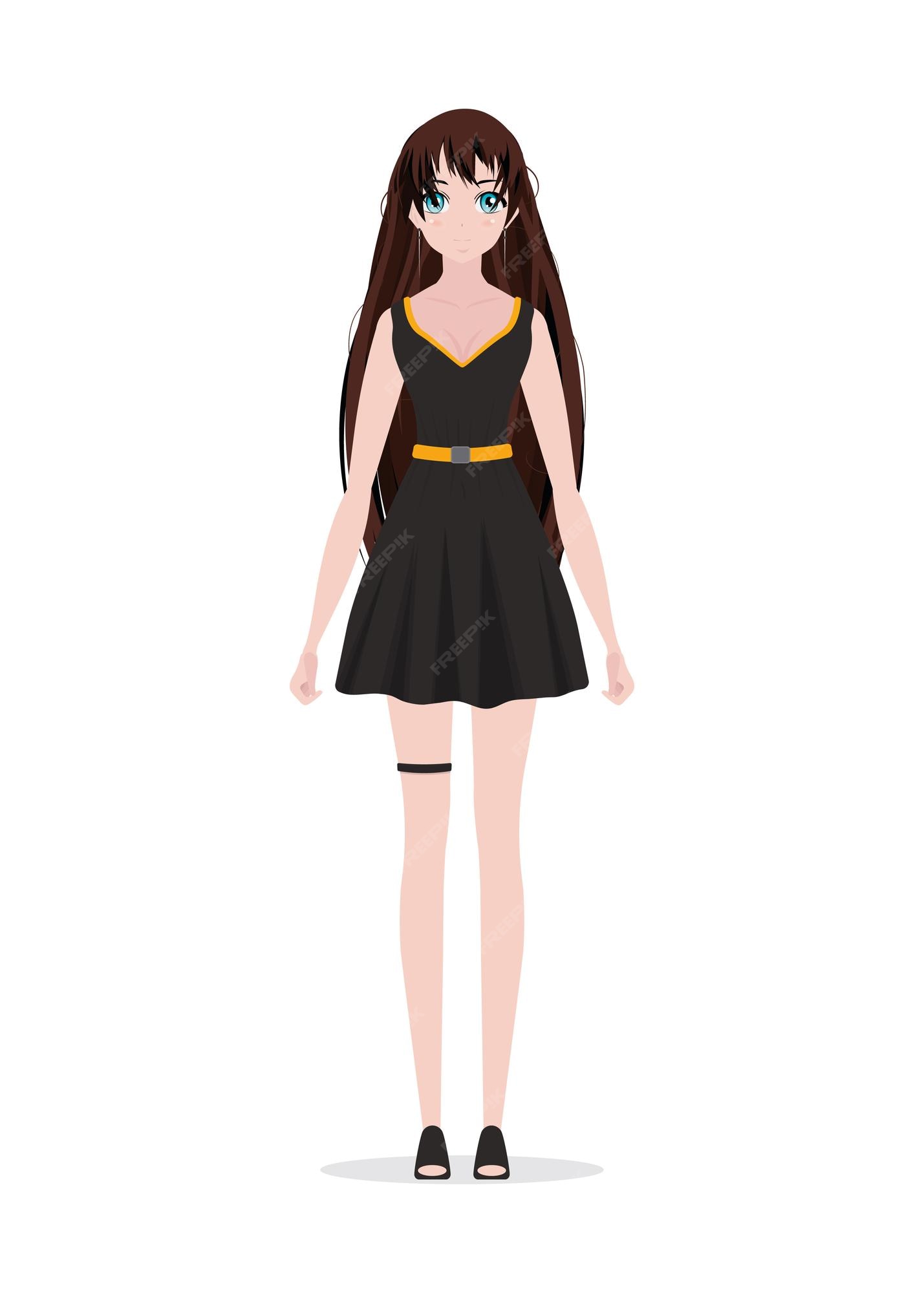 Anime character stock vector. Illustration of dress - 224113074