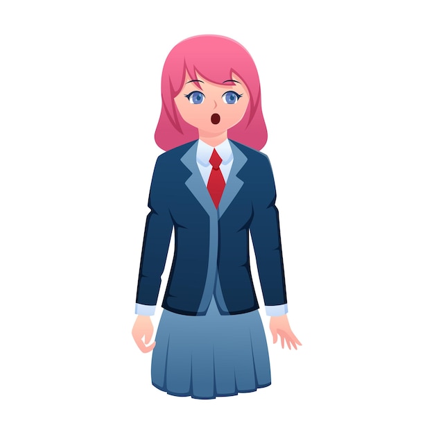 Vector anime girl character design illustration