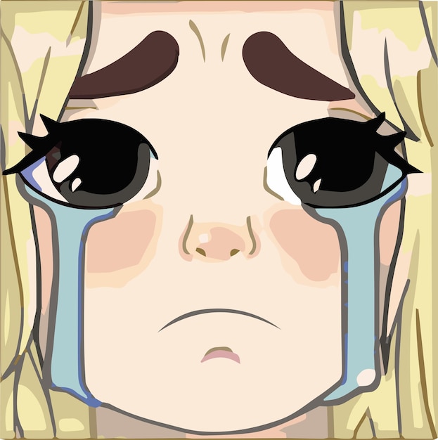 Anime girl crying tears visible on her face