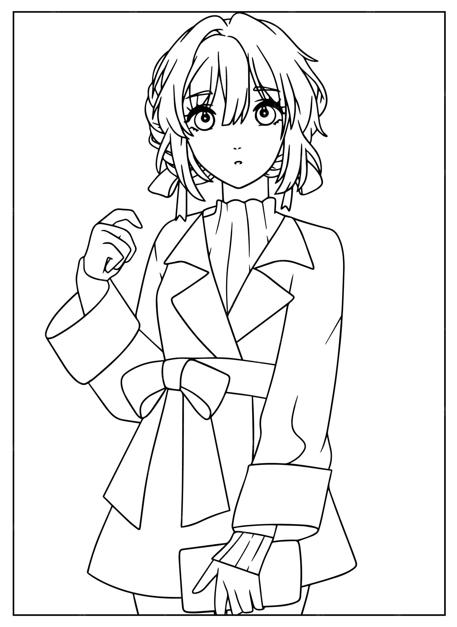 Premium Vector  Anime girl outline drawing