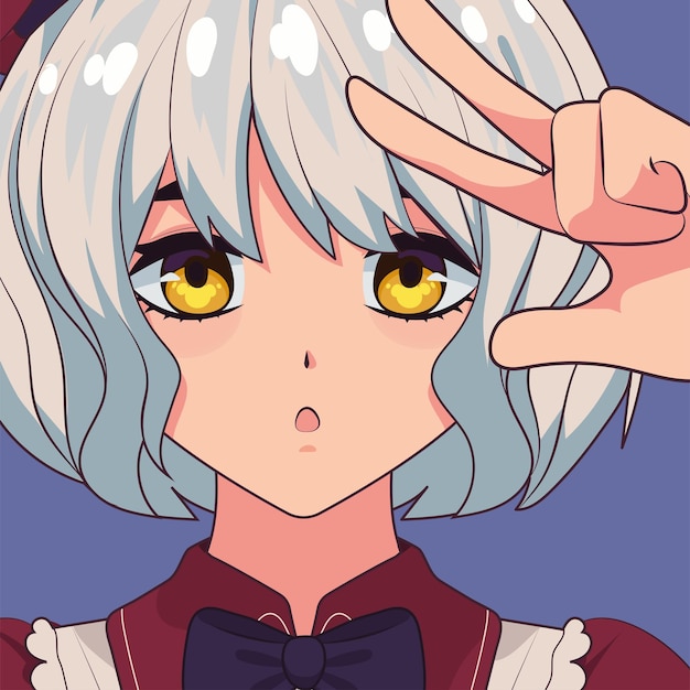 Anime girl with gray hair