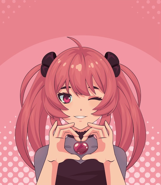 Anime girl with heart