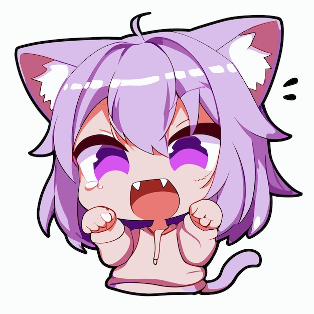 Quincy Purple Hair Anime Girl Anime Emotes Chibi (Instant Download) 