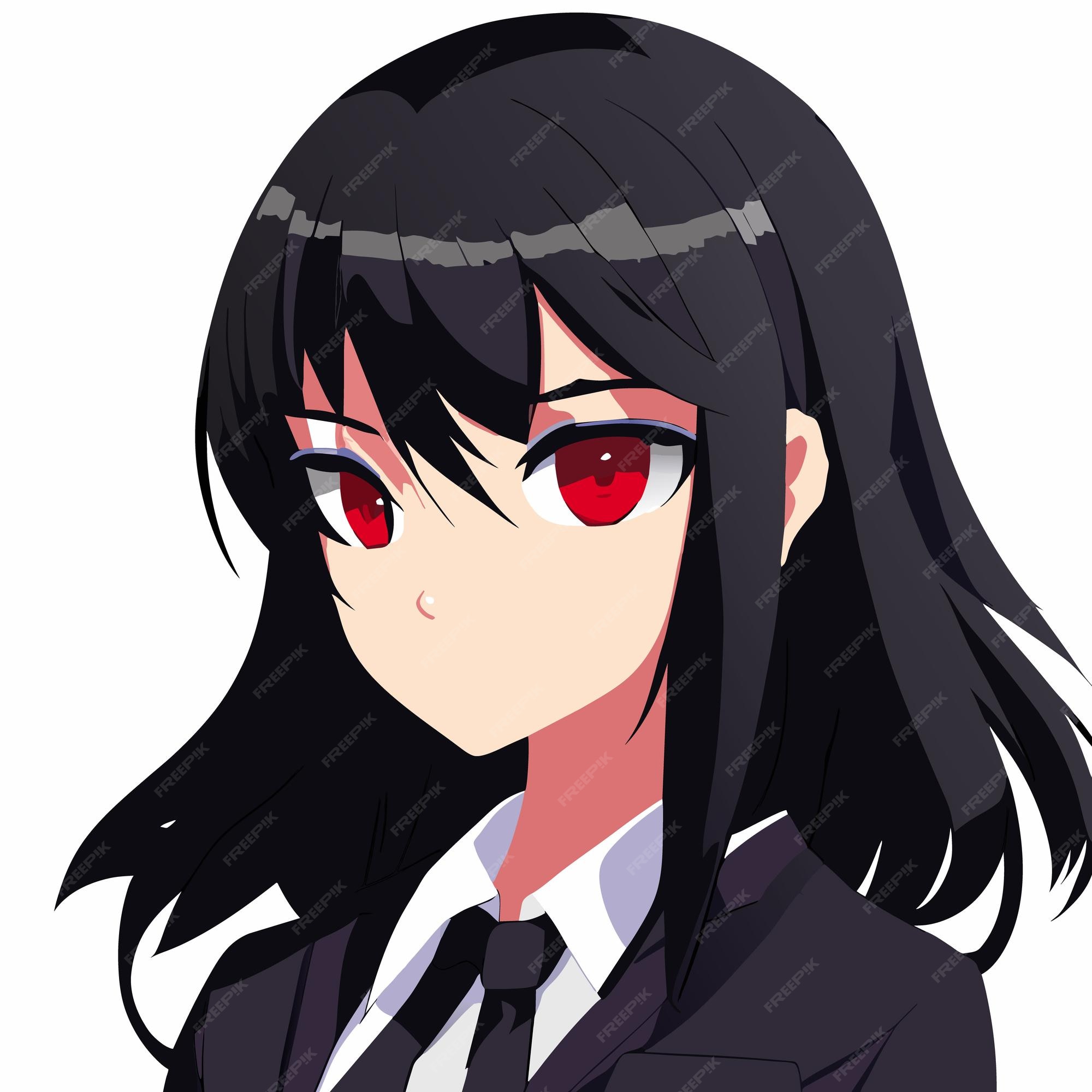 Premium Vector  Vector anime girl. girl in profile, with long black hair.  vector illustration.