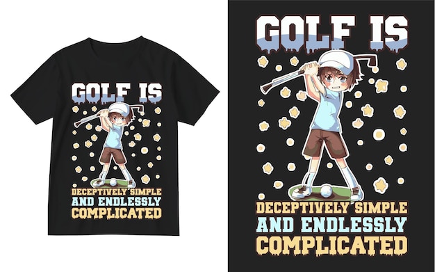 Anime golfing illustration t shirt design Golf saying t shirt design Golf player t shirt Golf