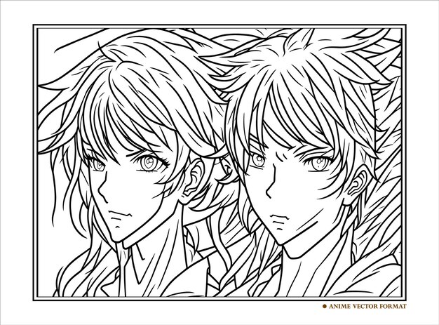 Anime handdrawn coloring book illustration