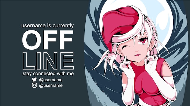 Vector anime illustration offline banner for twitch