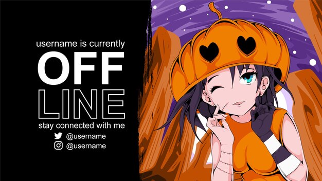 Anime illustration offline banner for twitch