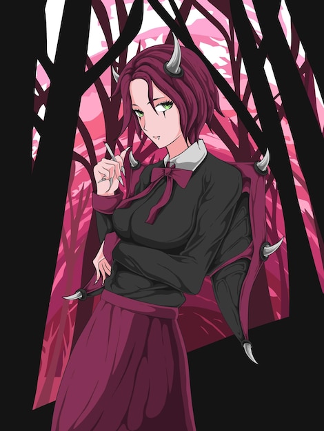 anime illustration with colorful background