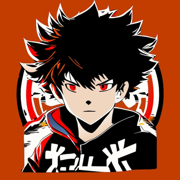 anime jongen grafische tee vector illustratie plat