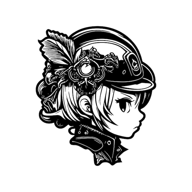 Anime kawaii steampunk logo illustratie