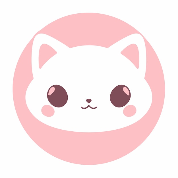 Anime Kitty A Cute Kawaii Cartoon Cat Icon в розовом цвете с белыми и янтарными акцентами и насыщенным цветом