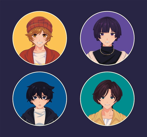 AI Image Generator 2d anime male with short brown curly hair no background