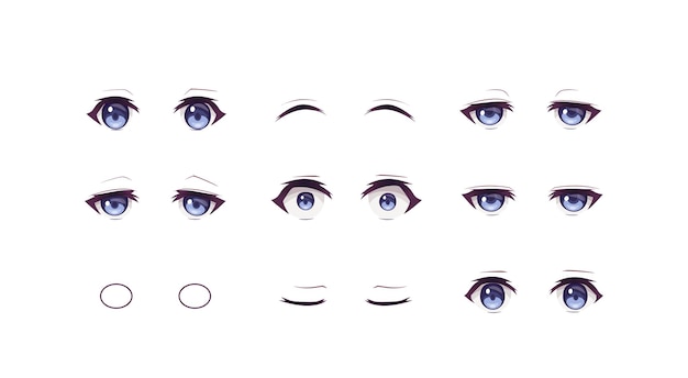 Premium Vector  Anime manga boy expressions eyes set