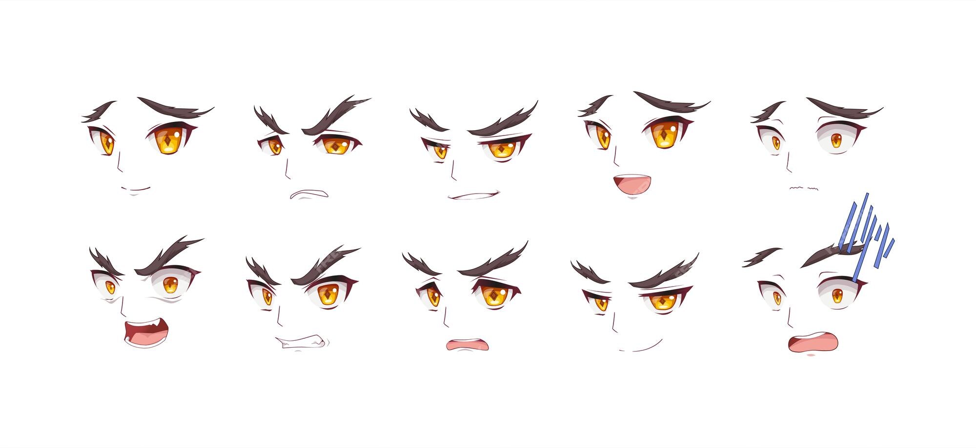 Premium Vector  Anime manga boy expressions eyes set