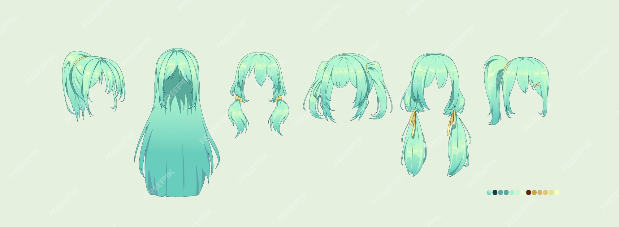 Premium Vector  Anime manga hairstyles. set isolated wig a hair.