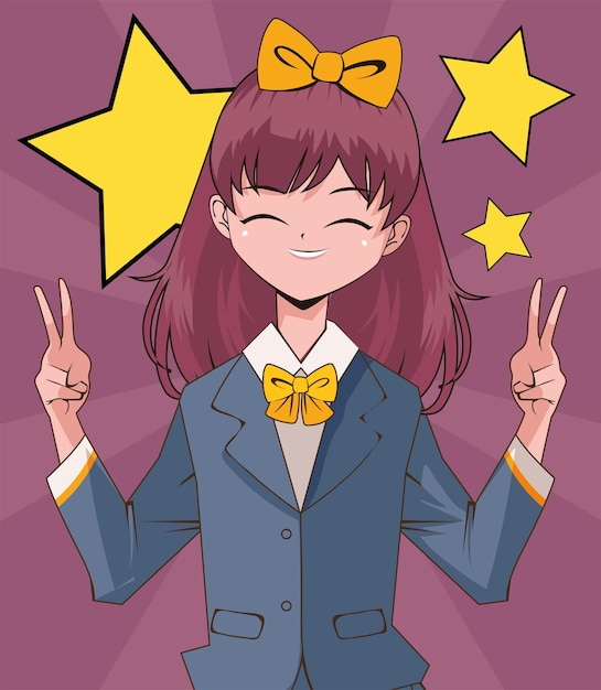 Anime meisje in uniform