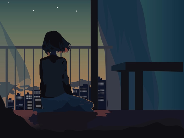 Vector anime night seen background