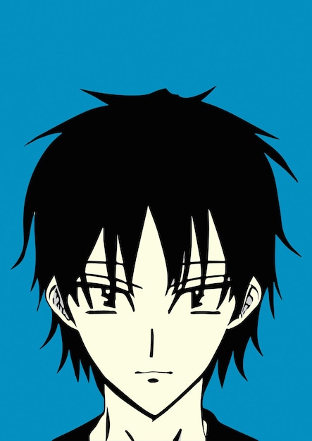 Anime Portraif of a Man Cute Boy Vector Drawing