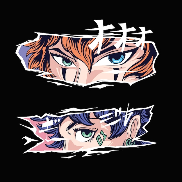 Anime Staring Eyes Vector Asset