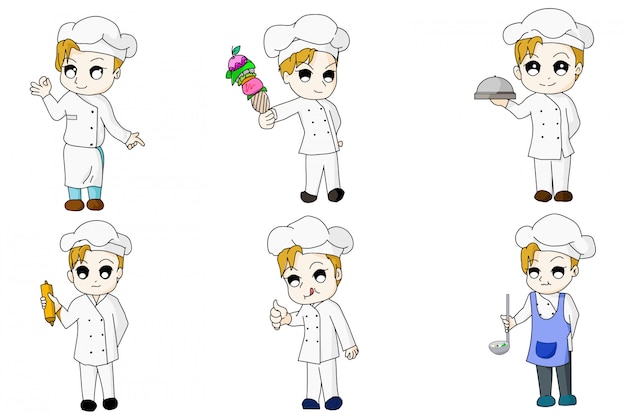 Anime style chef character design cartoon