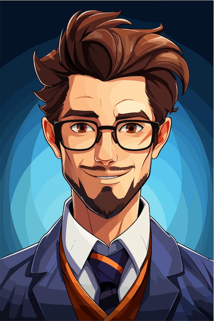 Vector anime style male teacher