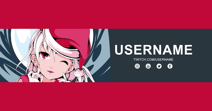 Vector anime twitch banner design template