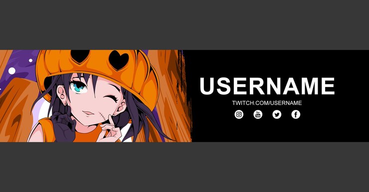 Vector anime twitch banner design template