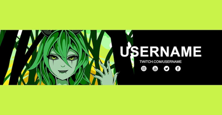 Vector anime twitch banner design template