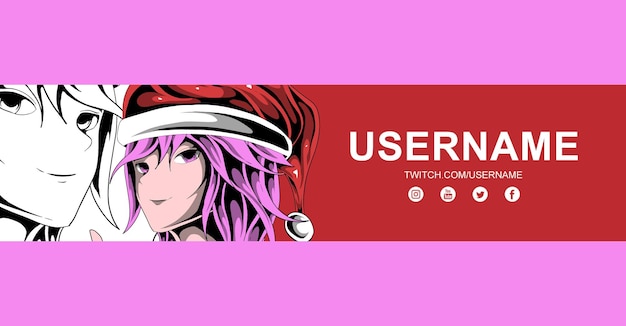 Anime twitch banner design template