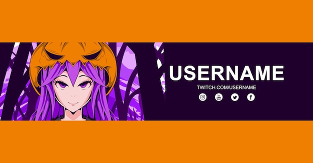 Anime twitch banner design template