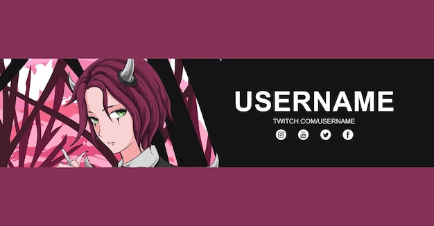 anime twitch banner ontwerp sjabloon