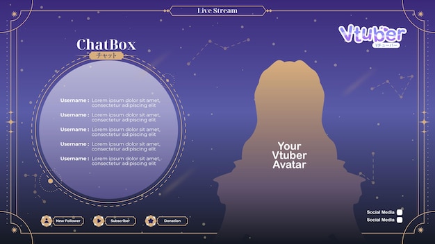 Premium Vector Anime vtuber streamer background template editable Premium Vector Anime vtuber streamer background template editable