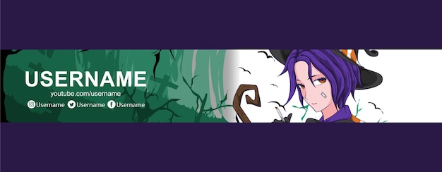 Vector anime youtube banner design template