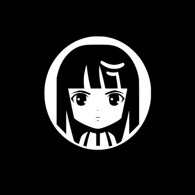 Anime zwart-wit geïsoleerde icoon vector illustratie