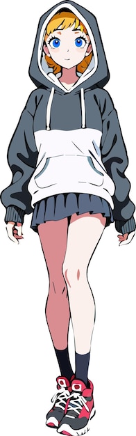 Animemeisje in een hoodie