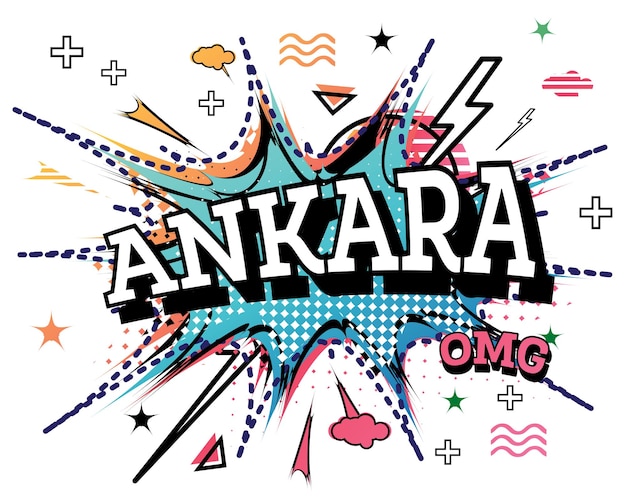 Ankara Comic Text in Pop Art Style Isolated on White Background Vector Illustration