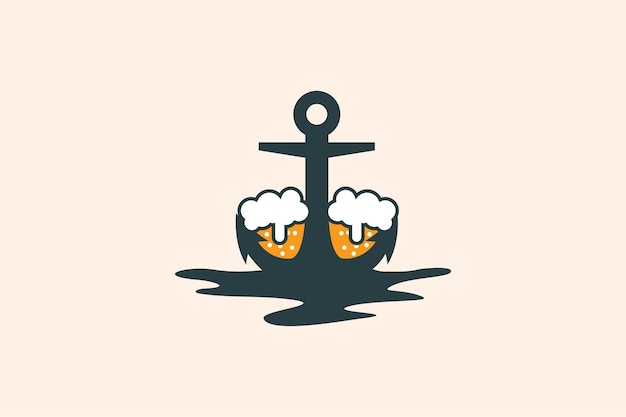 anker bar en zwembad restaurant logo ontwerp sjabloon element vector