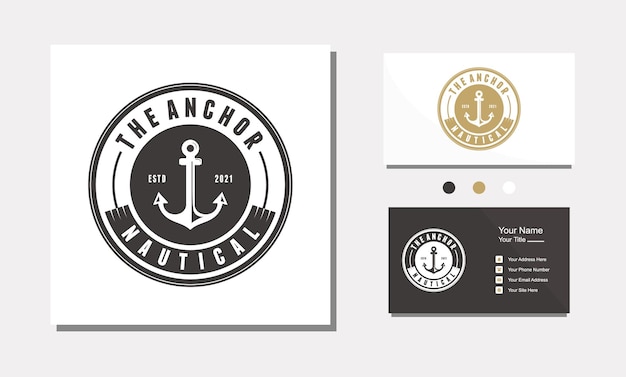 Anker boot schip nautische minimalistische cirkel logo ontwerp pictogram vector