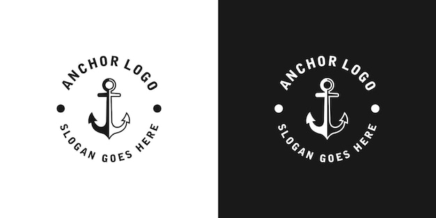 Anker nautische mariene cirkel zegel logo ontwerp