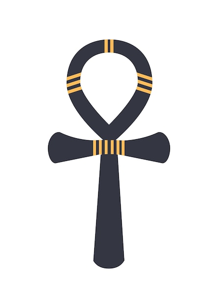 Vector ankh, oude egyptische hiërogliefen teken of logograph geïsoleerd op een witte achtergrond. historisch artefact, religieus amulet, symbool van leven en faraomacht. kleurrijke vectorillustratie in vlakke stijl.