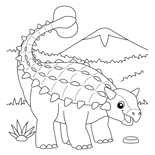 Vector ankylosaurus coloring page for kids