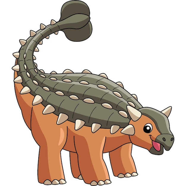 Ankylosaurus dinosauro cartone animato colorato clipart