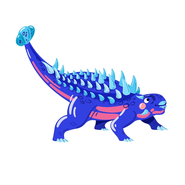 Ankylosaurus vectorillustratie Vector dinosaurus kunst Blauwe dinosaurus met spikes op zijn rug