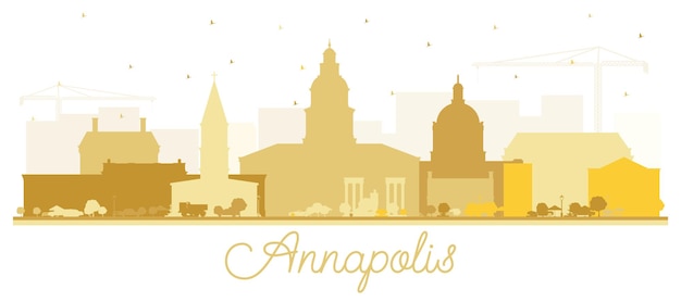 Annapolis maryland city skyline silhouet met gouden gebouwen geïsoleerd op wit