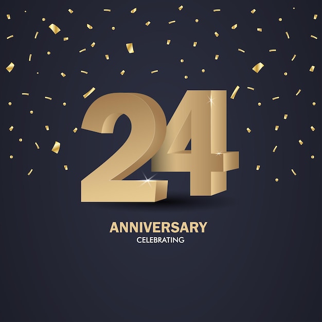 Anniversary 24 gold 3d numbers Poster template for Celebrating anniversary event party