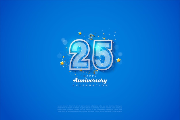 Anniversary 25th background with bold blue striped numbers