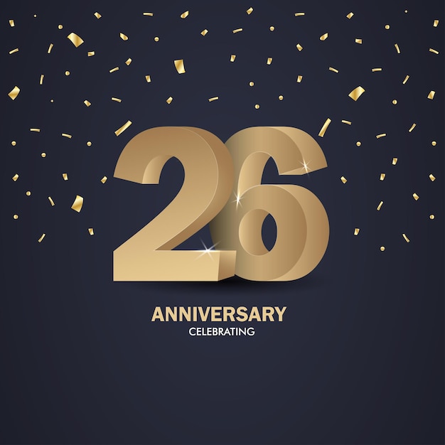 Anniversary 26 gold 3d numbers Poster template for Celebrating anniversary event party